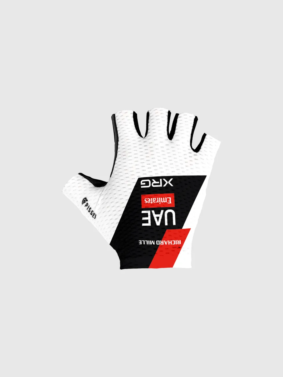 PISSEI Cyklistické rukavice krátkoprsté - UAE TEAM EMIRATES 2026 REPLICA - biela/červená/čierna PISSEI Cyklistické rukavice krátkoprsté - UAE TEAM EMIRATES 2026 REPLICA - biela/červená/čierna