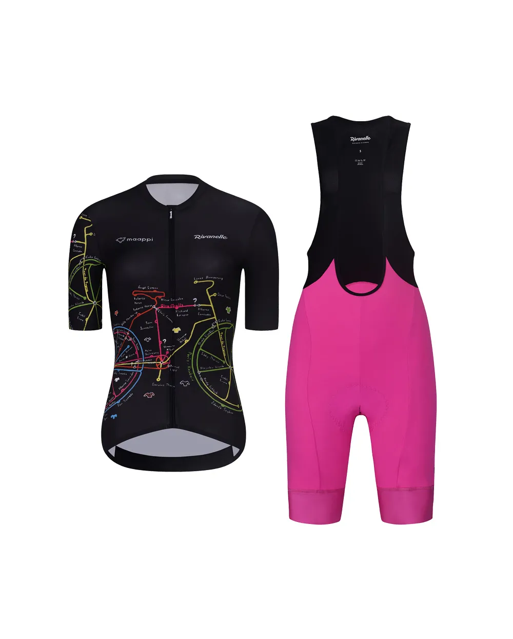RIVANELLE Cyklistický krátky dres a krátke nohavice - MAAPPI DARK LADY - čierna/ružová RIVANELLE Cyklistický krátky dres a krátke nohavice - MAAPPI DARK LADY - čierna/ružová