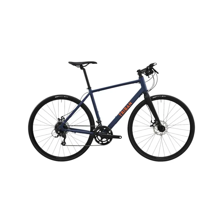 Cestný bicykel - Cestný bicykel RC120 na cykloturistiku s kotúčovými brzdami modro-oranžový Cestný bicykel - Cestný bicykel RC120 na cykloturistiku s kotúčovými brzdami modro-oranžový