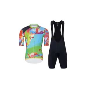 HOLOKOLO Cyklistický krátky dres a krátke nohavice - DEER - viacfarebná/zelená HOLOKOLO Cyklistický krátky dres a krátke nohavice - DEER - viacfarebná/zelená