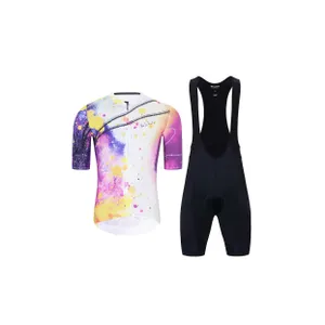 HOLOKOLO Cyklistický krátky dres a krátke nohavice - SPLASH - šedá/fialová HOLOKOLO Cyklistický krátky dres a krátke nohavice - SPLASH - šedá/fialová