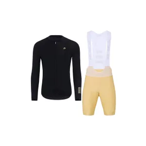 HOLOKOLO Cyklistický dlhý dres a nohavice - VICTORIOUS GOLD - béžová/zlatá/čierna HOLOKOLO Cyklistický dlhý dres a nohavice - VICTORIOUS GOLD - béžová/zlatá/čierna