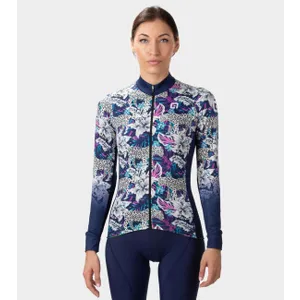 ALÉ Cyklistický dres s dlhým rukávom zimný - HIBISCUS PR-R - modrá/biela ALÉ Cyklistický dres s dlhým rukávom zimný - HIBISCUS PR-R - modrá/biela