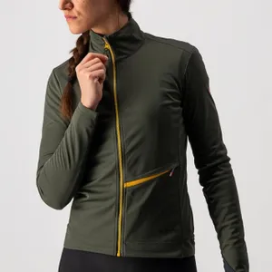 CASTELLI Cyklistická zateplená bunda - GO W - zelená CASTELLI Cyklistická zateplená bunda - GO W - zelená