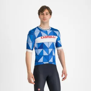 CASTELLI Cyklistický dres s krátkym rukávom - HERITAGE - modrá CASTELLI Cyklistický dres s krátkym rukávom - HERITAGE - modrá