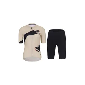 RIVANELLE Cyklistický krátky dres a krátke nohavice - HANDS LADY - čierna/béžová RIVANELLE Cyklistický krátky dres a krátke nohavice - HANDS LADY - čierna/béžová