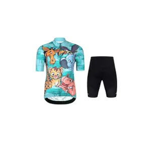 HOLOKOLO Cyklistický krátky dres a krátke nohavice - SAFARI - viacfarebná/tyrkysová/čierna HOLOKOLO Cyklistický krátky dres a krátke nohavice - SAFARI - viacfarebná/tyrkysová/čierna