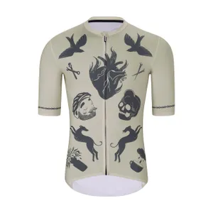 HOLOKOLO Cyklistický dres s krátkym rukávom - CRUST - ivory/čierna HOLOKOLO Cyklistický dres s krátkym rukávom - CRUST - ivory/čierna