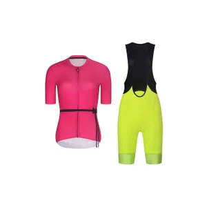 RIVANELLE Cyklistický krátky dres a krátke nohavice - LOVELY - žltá/čierna/ružová RIVANELLE Cyklistický krátky dres a krátke nohavice - LOVELY - žltá/čierna/ružová