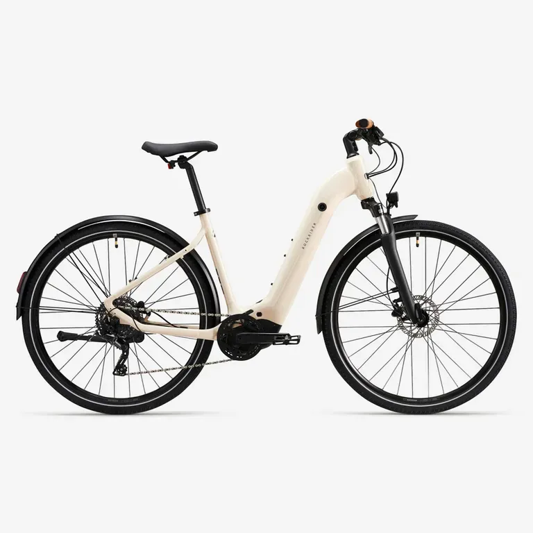 Trekingový bicykel - Trekingový elektrobicykel E-ACTV 500 E stredový motor nízky rám béžový Trekingový bicykel - Trekingový elektrobicykel E-ACTV 500 E stredový motor nízky rám béžový