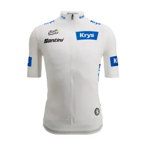 SANTINI Cyklistický dres s krátkym rukávom - TOUR DE FRANCE - WHITE JERSEY - biela SANTINI Cyklistický dres s krátkym rukávom - TOUR DE FRANCE - WHITE JERSEY - biela