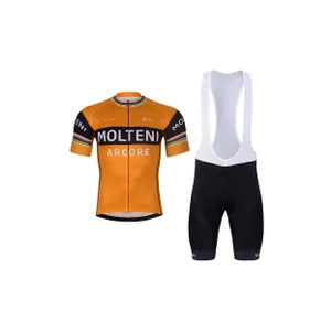 BONAVELO Cyklistický krátky dres a krátke nohavice - MOLTENI ARCORE - oranžová/čierna BONAVELO Cyklistický krátky dres a krátke nohavice - MOLTENI ARCORE - oranžová/čierna