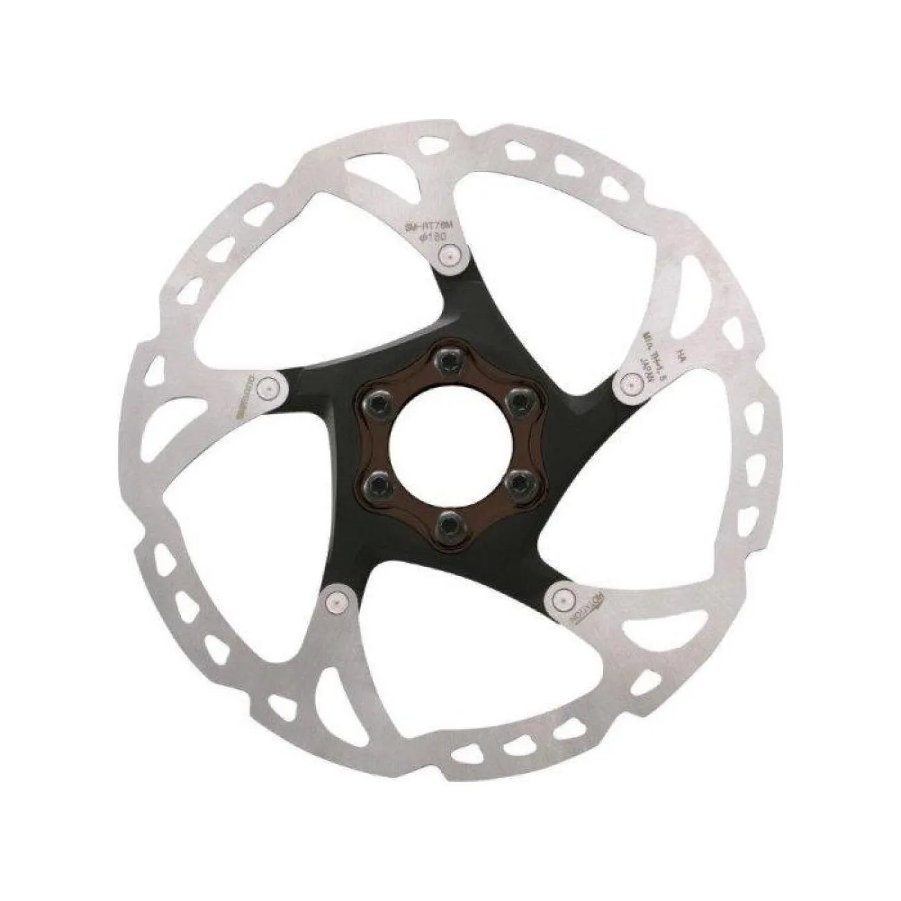 SHIMANO brzdový kotúč - DEORE XT - RT76 180mm - strieborná/čierna SHIMANO brzdový kotúč - DEORE XT - RT76 180mm - strieborná/čierna