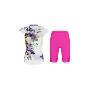 RIVANELLE Cyklistický krátky dres a krátke nohavice - MISS FLOWERY - cyklamenová/biela/viacfarebná RIVANELLE Cyklistický krátky dres a krátke nohavice - MISS FLOWERY - cyklamenová/biela/viacfarebná