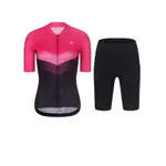 RIVANELLE Cyklistický krátky dres a krátke nohavice - ARROW II - čierna/ružová RIVANELLE Cyklistický krátky dres a krátke nohavice - ARROW II - čierna/ružová