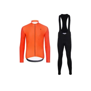 HOLOKOLO Cyklistický dlhý dres a nohavice - PERFORMANCE WINTER - oranžová/čierna HOLOKOLO Cyklistický dlhý dres a nohavice - PERFORMANCE WINTER - oranžová/čierna