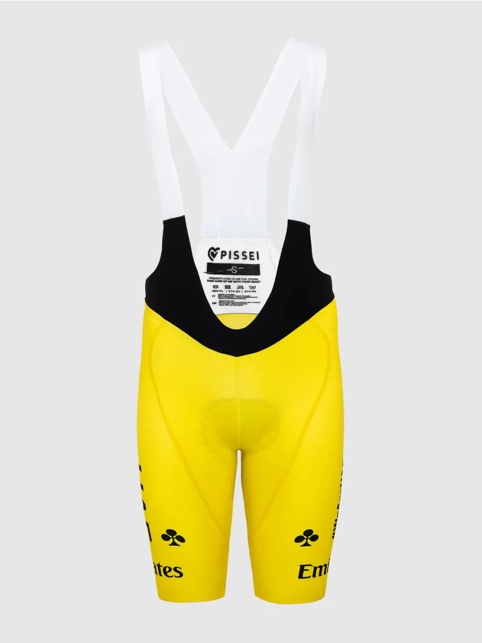 PISSEI Cyklistické nohavice krátke s trakmi - UAE TEAM EMIRATES 2024 REPLICA SANREMO - TDF 24 - žltá PISSEI Cyklistické nohavice krátke s trakmi - UAE TEAM EMIRATES 2024 REPLICA SANREMO - TDF 24 - žltá