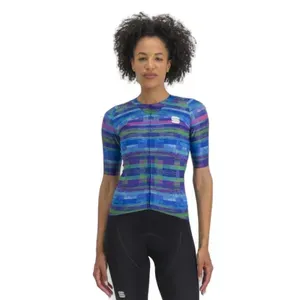 Dámsky cyklistický dres s krátkym rukávom SPORTFUL Glitch w bomber jersey, multicolor blue Dámsky cyklistický dres s krátkym rukávom SPORTFUL Glitch w bomber jersey, multicolor blue