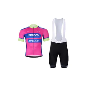 BONAVELO Cyklistický krátky dres a krátke nohavice - LAMPRE - ružová/čierna BONAVELO Cyklistický krátky dres a krátke nohavice - LAMPRE - ružová/čierna