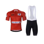 BONAVELO Cyklistický krátky dres a krátke nohavice - LA VUELTA - červená/čierna BONAVELO Cyklistický krátky dres a krátke nohavice - LA VUELTA - červená/čierna