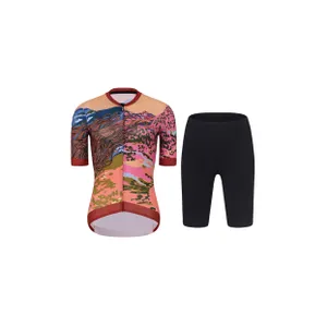 RIVANELLE Cyklistický krátky dres a krátke nohavice - FREE ELITE LADY - viacfarebná/čierna/oranžová RIVANELLE Cyklistický krátky dres a krátke nohavice - FREE ELITE LADY - viacfarebná/čierna/oranžová