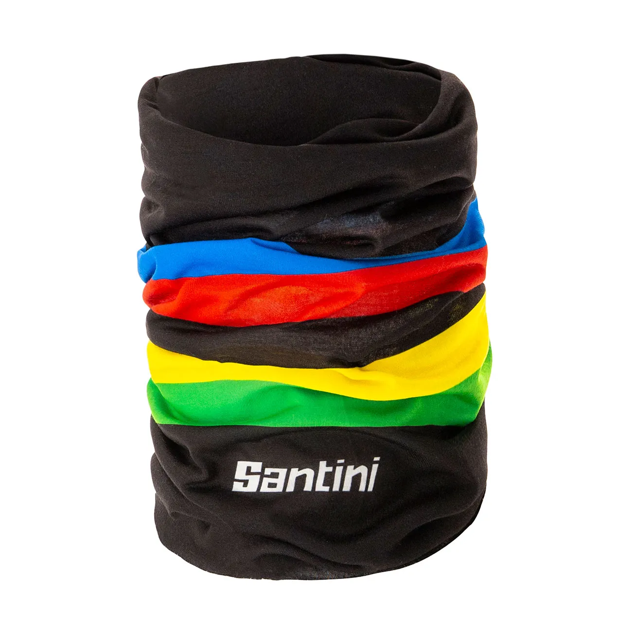 SANTINI Cyklistický nákrčník - UCI RAINBOW - čierna/dúhová SANTINI Cyklistický nákrčník - UCI RAINBOW - čierna/dúhová
