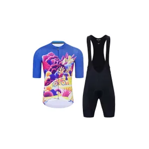 HOLOKOLO Cyklistický krátky dres a krátke nohavice - VOYAGE - viacfarebná/modrá HOLOKOLO Cyklistický krátky dres a krátke nohavice - VOYAGE - viacfarebná/modrá