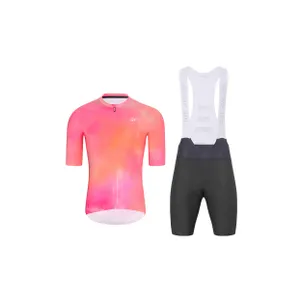 HOLOKOLO Cyklistický krátky dres a krátke nohavice - COSMA - antracitová/oranžová/ružová HOLOKOLO Cyklistický krátky dres a krátke nohavice - COSMA - antracitová/oranžová/ružová