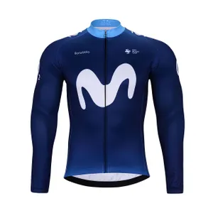 BONAVELO Cyklistický dres s dlhým rukávom zimný - MOVISTAR 2024 WINTER - biela/modrá BONAVELO Cyklistický dres s dlhým rukávom zimný - MOVISTAR 2024 WINTER - biela/modrá