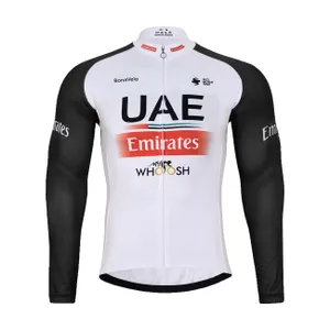 BONAVELO Cyklistický dres s dlhým rukávom zimný - UAE 2024 WINTER - biela/červená/čierna BONAVELO Cyklistický dres s dlhým rukávom zimný - UAE 2024 WINTER - biela/červená/čierna
