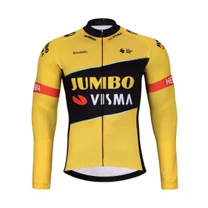 BONAVELO Cyklistický dres s dlhým rukávom zimný - JUMBO-VISMA 2025 WNT - žltá/čierna BONAVELO Cyklistický dres s dlhým rukávom zimný - JUMBO-VISMA 2025 WNT - žltá/čierna