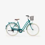 Mestský bicykel - Mestský bicykel Elops 520 s nízkym rámom zelený Mestský bicykel - Mestský bicykel Elops 520 s nízkym rámom zelený