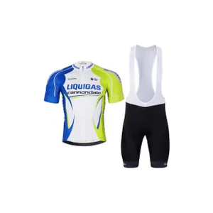 BONAVELO Cyklistický krátky dres a krátke nohavice - LIQUIGAS CANNONDALE - čierna/modrá/zelená BONAVELO Cyklistický krátky dres a krátke nohavice - LIQUIGAS CANNONDALE - čierna/modrá/zelená