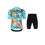 HOLOKOLO Cyklistický krátky dres a krátke nohavice - SAFARI - viacfarebná/tyrkysová/čierna HOLOKOLO Cyklistický krátky dres a krátke nohavice - SAFARI - viacfarebná/tyrkysová/čierna