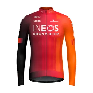 GOBIK Cyklistický dres s dlhým rukávom zimný - HYDER INEOS GRENADIERS 2025 - oranžová/červená GOBIK Cyklistický dres s dlhým rukávom zimný - HYDER INEOS GRENADIERS 2025 - oranžová/červená