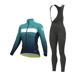 ALÉ Cyklistický zimný dres a nohavice - PR-R STARS LADY WNT - čierna/svetlo modrá ALÉ Cyklistický zimný dres a nohavice - PR-R STARS LADY WNT - čierna/svetlo modrá