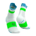 COMPRESSPORT Cyklistické ponožky klasické - PRO RACING SOCKS V4.0 RUN - biela/zelená COMPRESSPORT Cyklistické ponožky klasické - PRO RACING SOCKS V4.0 RUN - biela/zelená