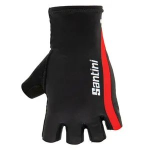 SANTINI Cyklistické rukavice krátkoprsté - X IRONMAN VIS - čierna/červená SANTINI Cyklistické rukavice krátkoprsté - X IRONMAN VIS - čierna/červená