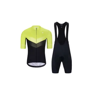 HOLOKOLO Cyklistický krátky dres a krátke nohavice - ARROW II - zelená/čierna HOLOKOLO Cyklistický krátky dres a krátke nohavice - ARROW II - zelená/čierna