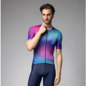 ALÉ Cyklistický dres s krátkym rukávom - AURORA PR-E - ružová/modrá/tyrkysová ALÉ Cyklistický dres s krátkym rukávom - AURORA PR-E - ružová/modrá/tyrkysová