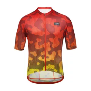GORE Cyklistický dres s krátkym rukávom - RAIN CAMO - oranžová/žltá GORE Cyklistický dres s krátkym rukávom - RAIN CAMO - oranžová/žltá