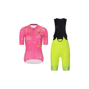 RIVANELLE Cyklistický krátky dres a krátke nohavice - PASSION - žltá/ružová RIVANELLE Cyklistický krátky dres a krátke nohavice - PASSION - žltá/ružová