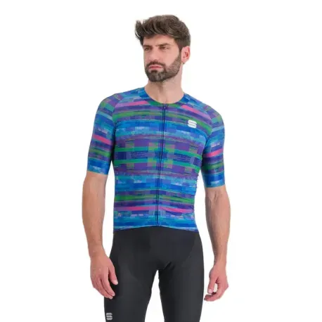 Pánsky cyklistický dres s krátkym rukávom SPORTFUL Glitch bomber jersey, multicolor blue Pánsky cyklistický dres s krátkym rukávom SPORTFUL Glitch bomber jersey, multicolor blue