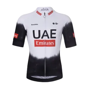 BONAVELO Cyklistický dres s krátkym rukávom - UAE KID 2025 - biela/čierna BONAVELO Cyklistický dres s krátkym rukávom - UAE KID 2025 - biela/čierna