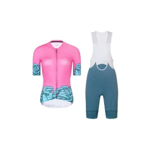 RIVANELLE Cyklistický krátky dres a krátke nohavice - MEDUSA - tyrkysová/ružová/zelená RIVANELLE Cyklistický krátky dres a krátke nohavice - MEDUSA - tyrkysová/ružová/zelená