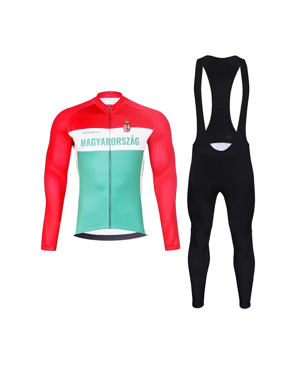 BONAVELO Cyklistická zimná bunda a nohavice - HUNGARY WINTER - biela/červená/zelená BONAVELO Cyklistická zimná bunda a nohavice - HUNGARY WINTER - biela/červená/zelená