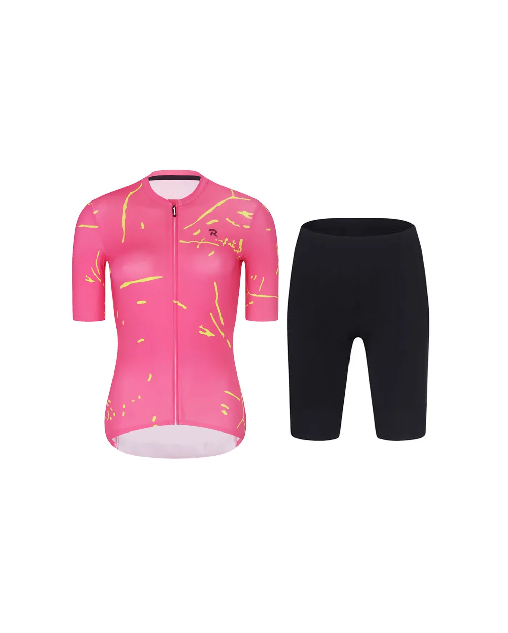 RIVANELLE Cyklistický krátky dres a krátke nohavice - PASSION - žltá/ružová RIVANELLE Cyklistický krátky dres a krátke nohavice - PASSION - žltá/ružová