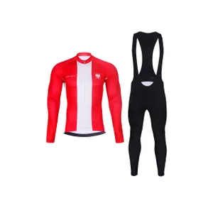 BONAVELO Cyklistická zimná bunda a nohavice - POLAND WINTER - biela/červená BONAVELO Cyklistická zimná bunda a nohavice - POLAND WINTER - biela/červená