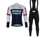BONAVELO Cyklistický dlhý dres a nohavice - BORA 2025 WINTER - čierna/biela/modrá BONAVELO Cyklistický dlhý dres a nohavice - BORA 2025 WINTER - čierna/biela/modrá