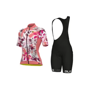 ALÉ Cyklistický krátky dres a krátke nohavice - PR-S GARDEN LADY - bordová/čierna/biela/ružová ALÉ Cyklistický krátky dres a krátke nohavice - PR-S GARDEN LADY - bordová/čierna/biela/ružová